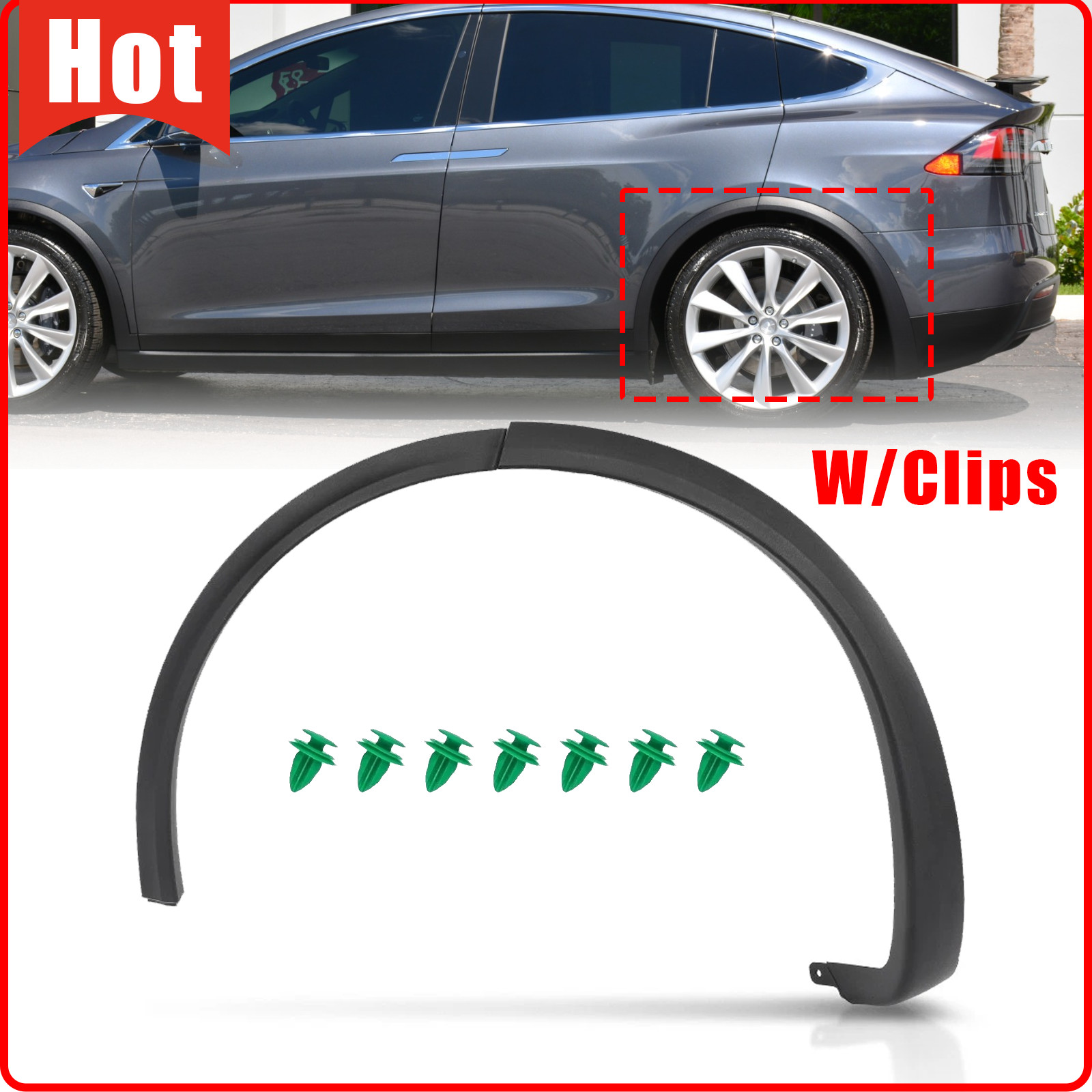 Fit For 2016-2023 Tesla Model X Rear Fender Wheel Flare Molding Trim Left Side