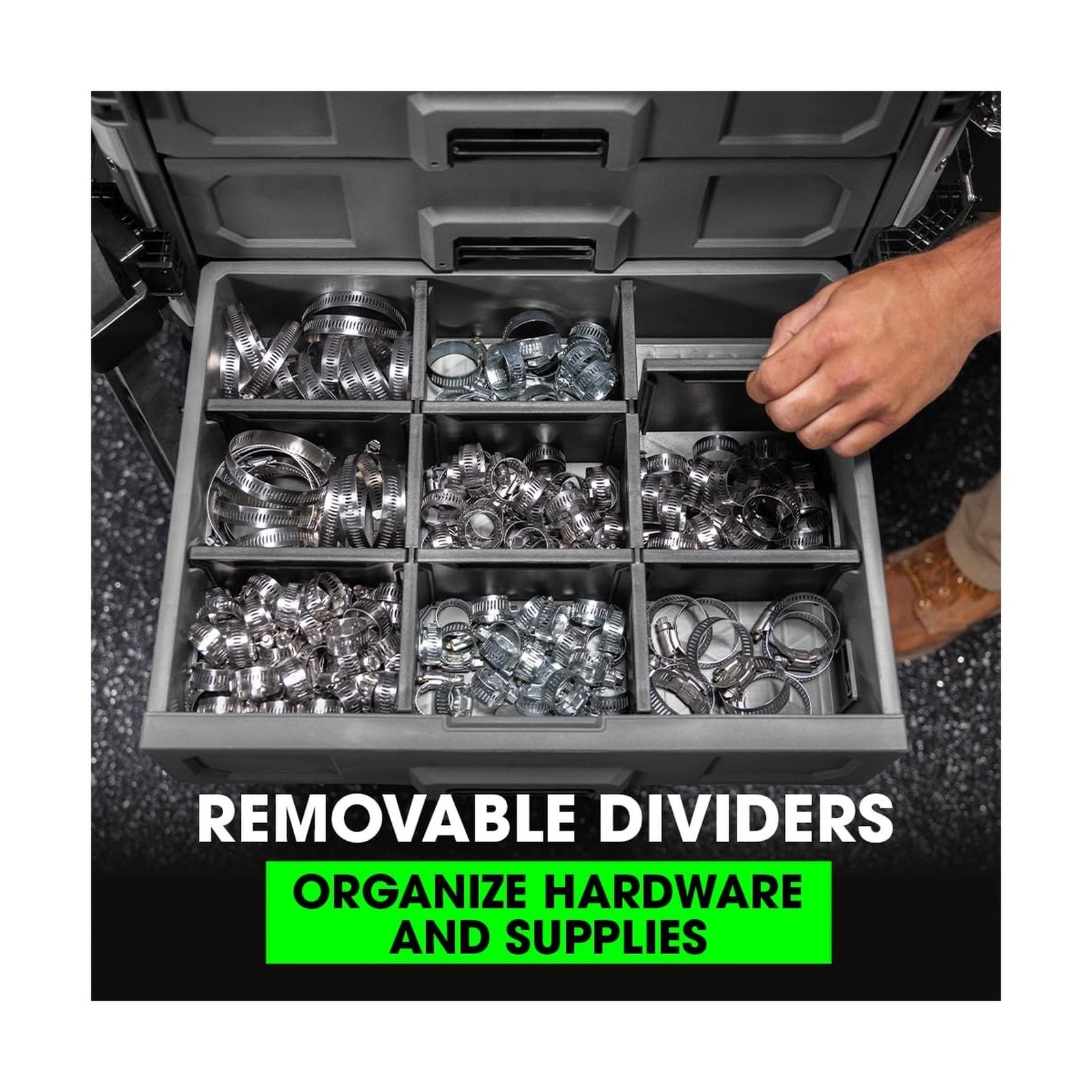 FLEX STACK PACK Storage System 3-Drawer Tool Box - FS1105, Grey/Black
