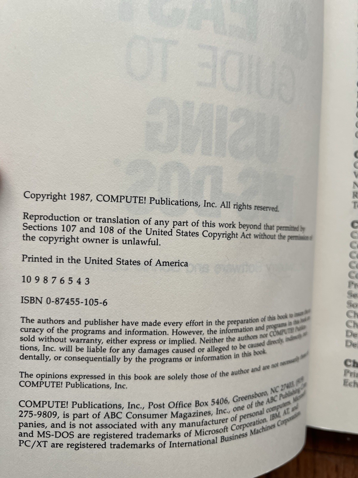 Compute’s Quick And Easy Guide To Using MS-DOS 1987 Vintage Software Computer
