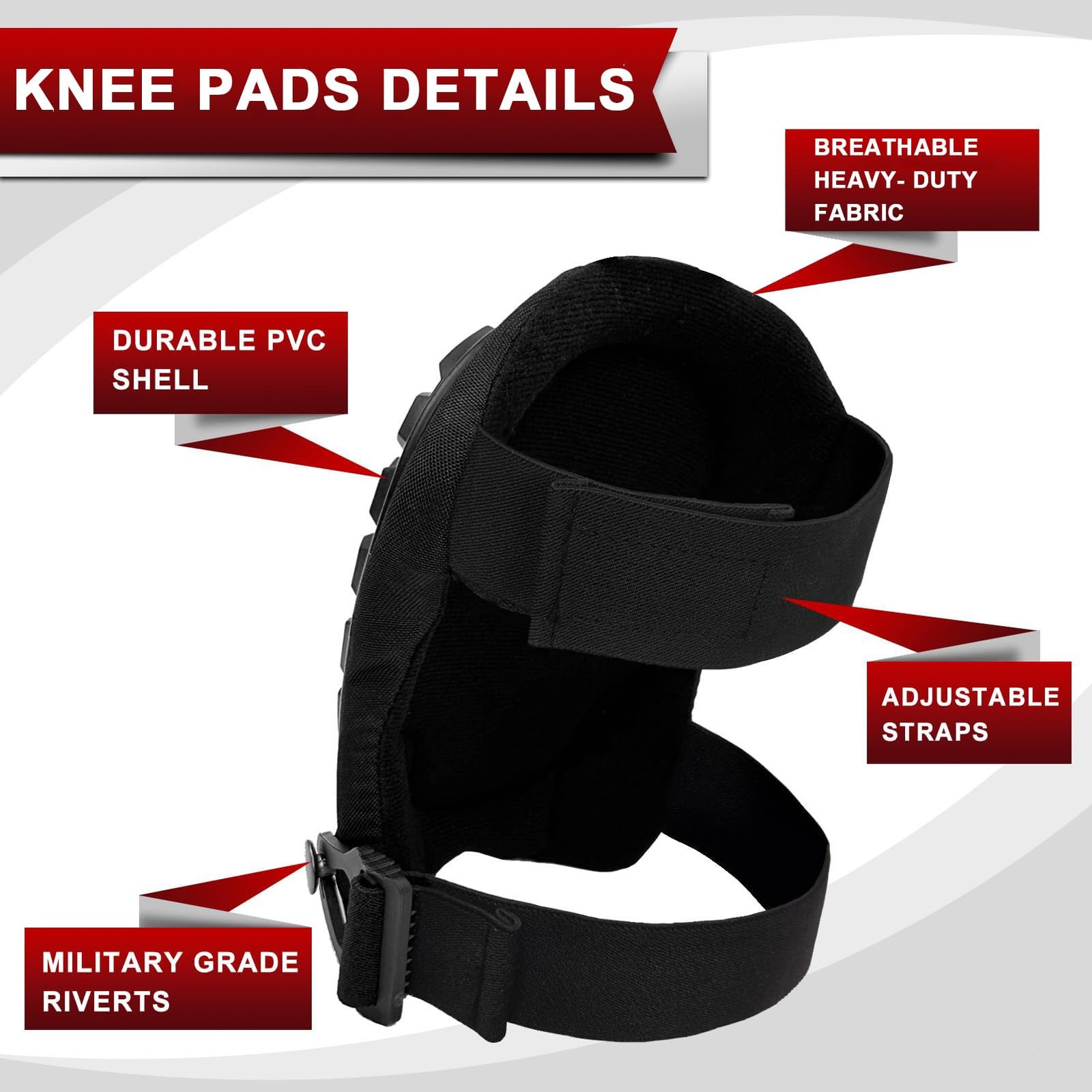 Professional Knee Pads for Work Construction with Heavy Duty Cap Foam Padding...