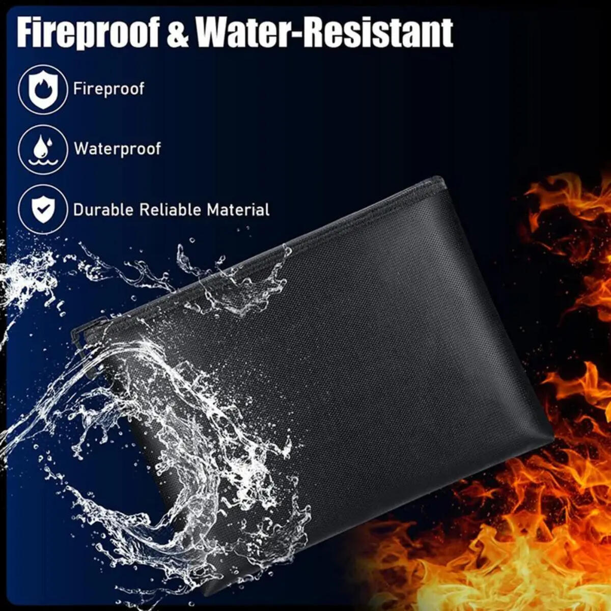 2000℉ Fireproof Document Pouch Fire Proof Money File Bag Waterproof Safe Cash