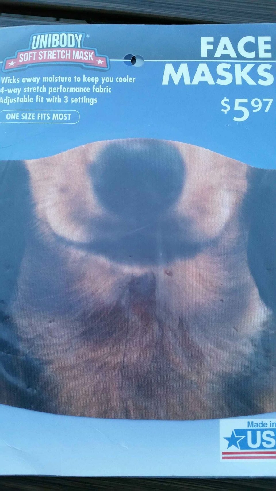 Unibody Soft Stretch Dachshund Face Mask Wicks Away Moisture Adjustable Fit USA