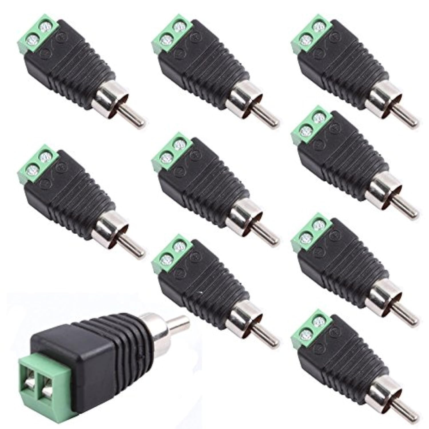 RCA Male Plug to AV Screw Terminal Audio/Video Connector 10-Pack, RCA Plugs for