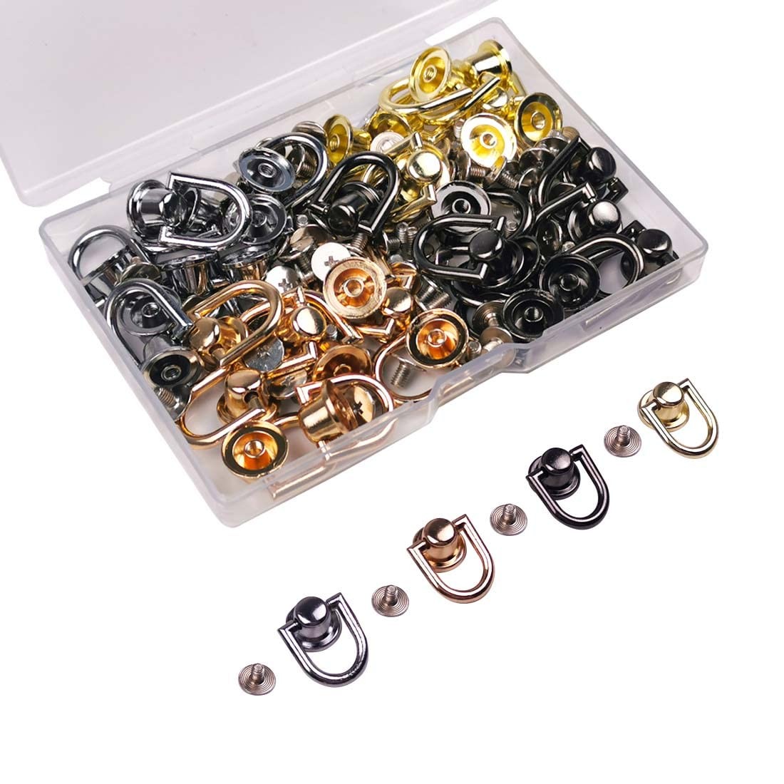 Anillas en D para bolsos, remaches de tornillo para trabajos en cuero, carteras