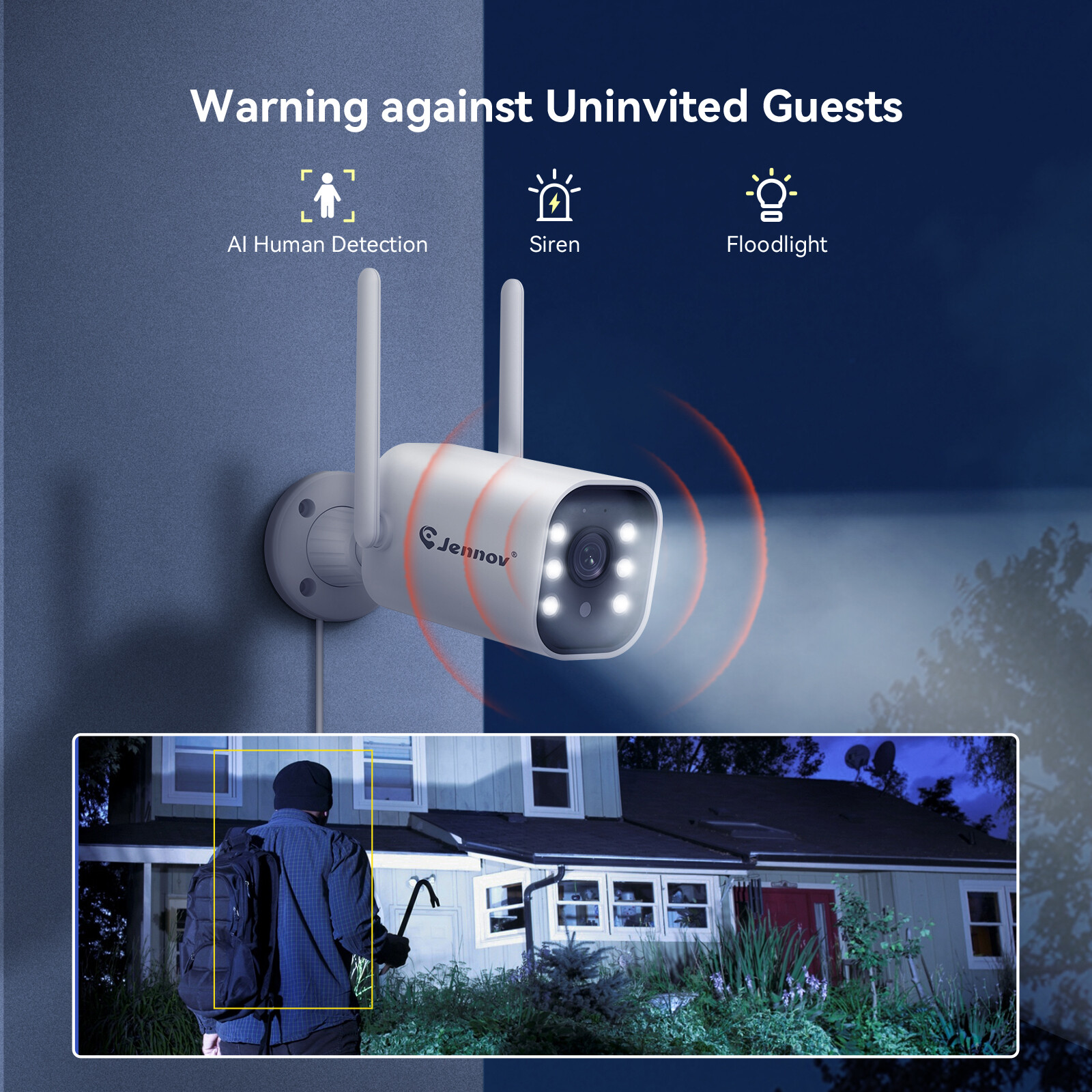 JENNOV 6Pcs Cameras Wireless CCTV Security Camera System WiFi 10CH 5MP NVR Audio