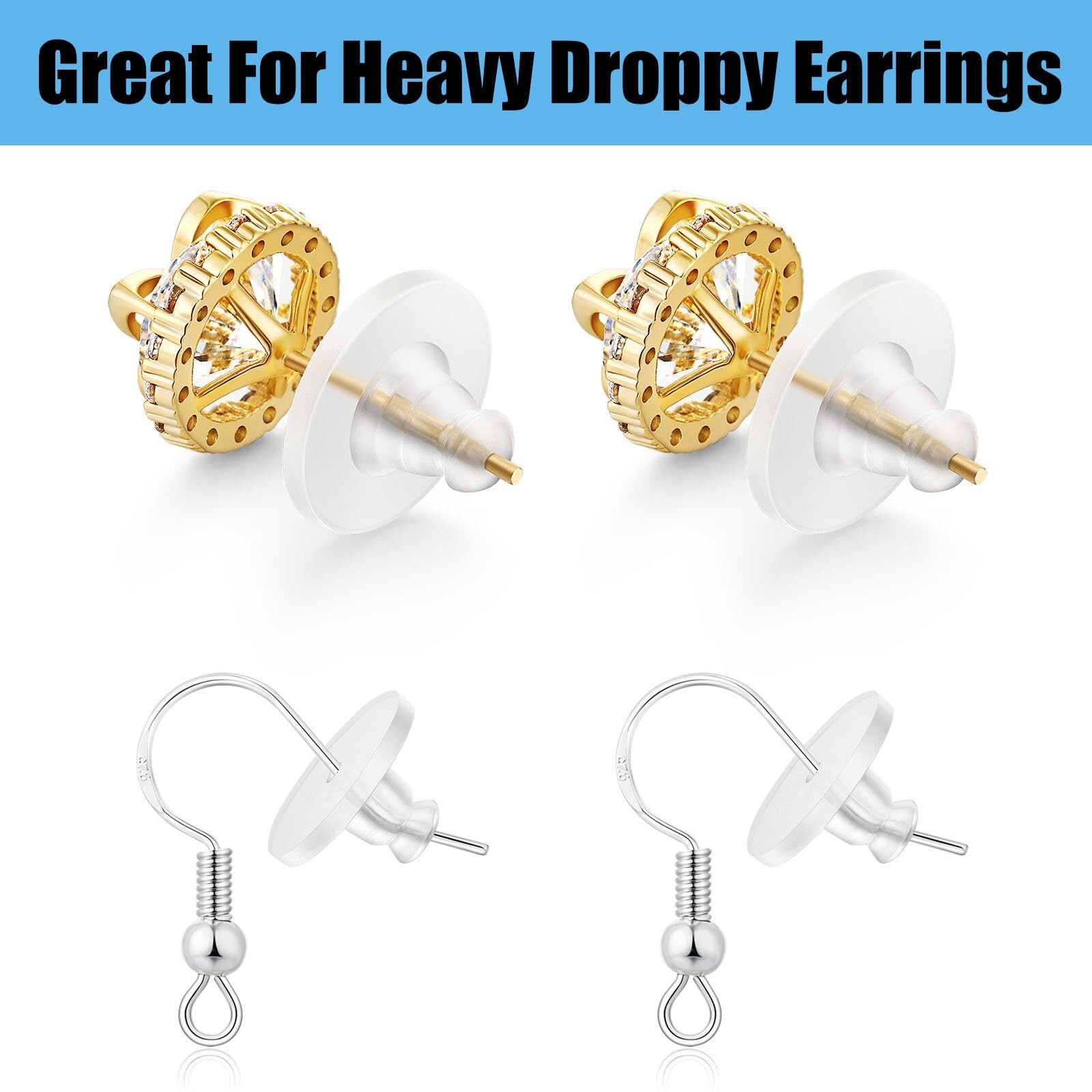 Earring Backs Rubber,100pcs Soft Clear Earring Backs for Studs,Hypoallergenic...
