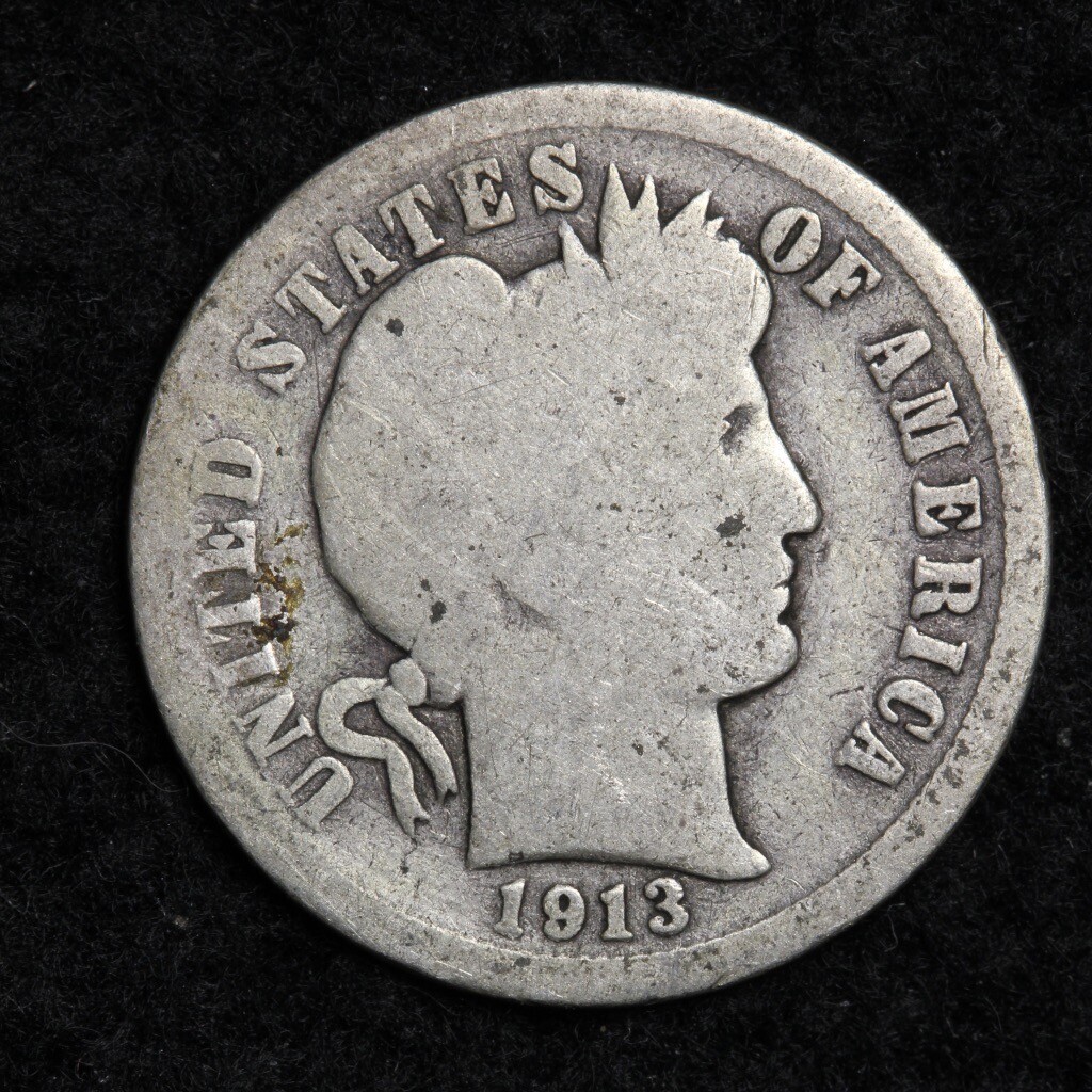 1913 Silver Barber Dime GOOD FREE SHIPPING