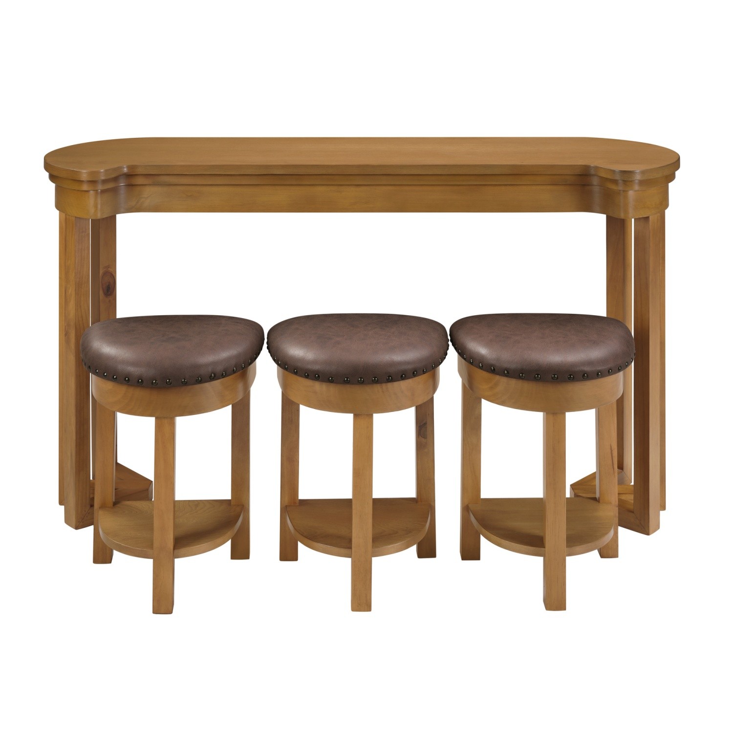 4 Piece Kitc/hen Counter Height Bar Table Set with 3 PU Padded Solid Wood Stool