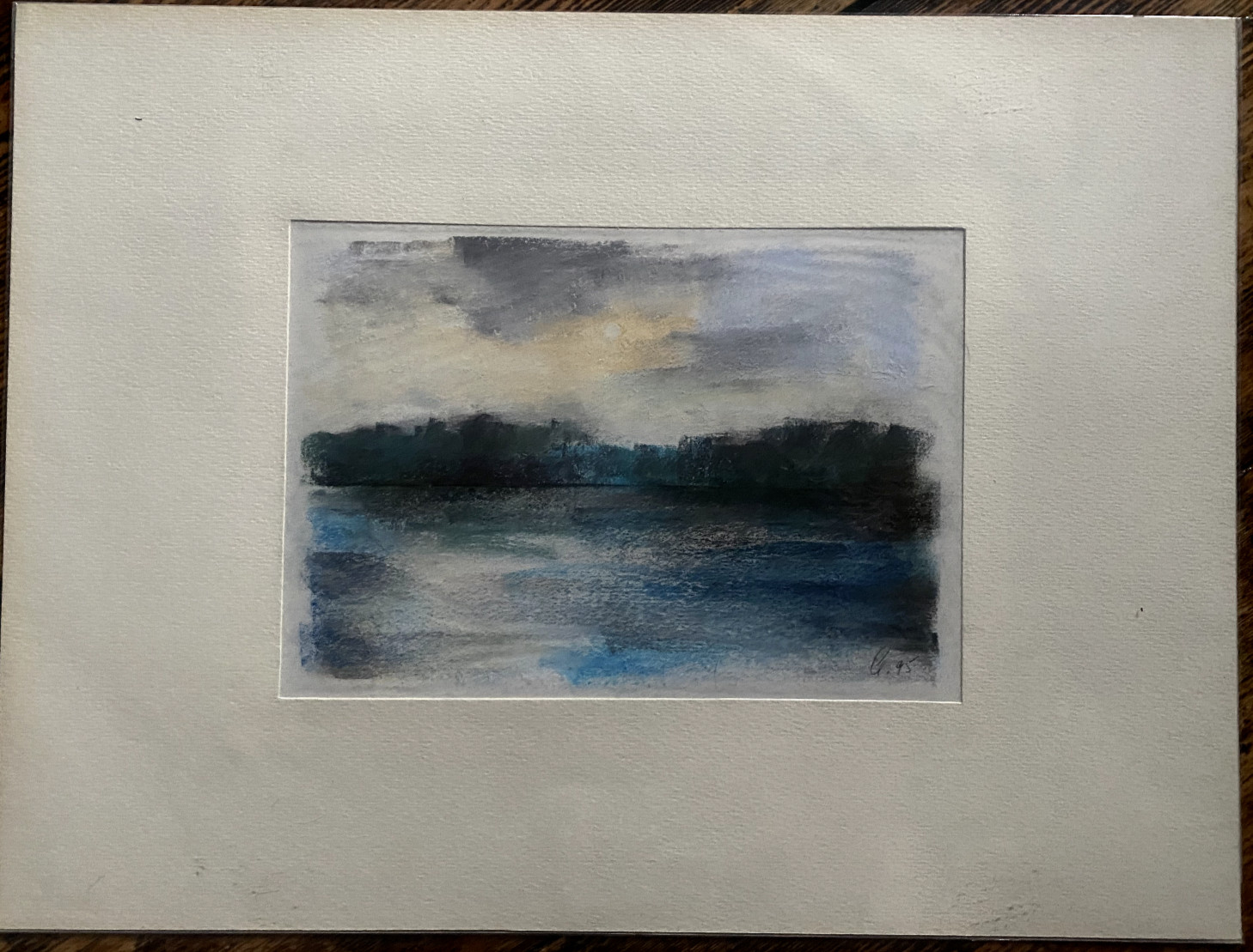 FRANZ EHMKE * 1928-2018 GDR PAINTER PASTEL ° LAST RAYS OF SUNSHINE AT LIEPNITZSEE