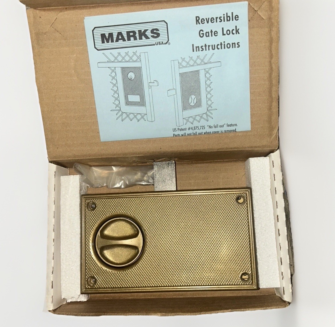 Marks USA Reversible Swinging Gate Lock SC, 1-1/8"Latch W3700. NEW IN BOX!   EB