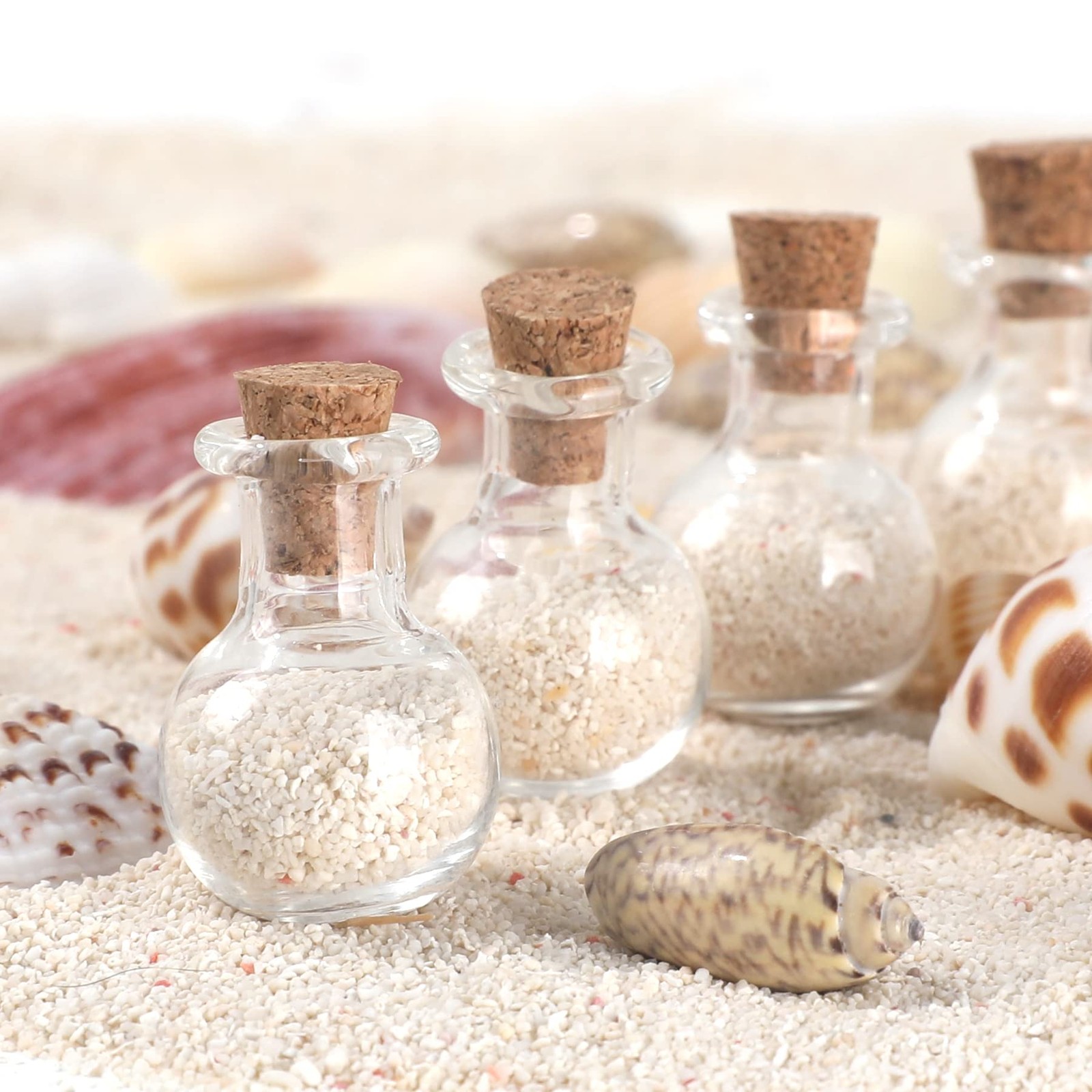 Tiny Decorative Glass Bottles 12 Pcs (Tiny Flat-Bottomed Potion Bottles)