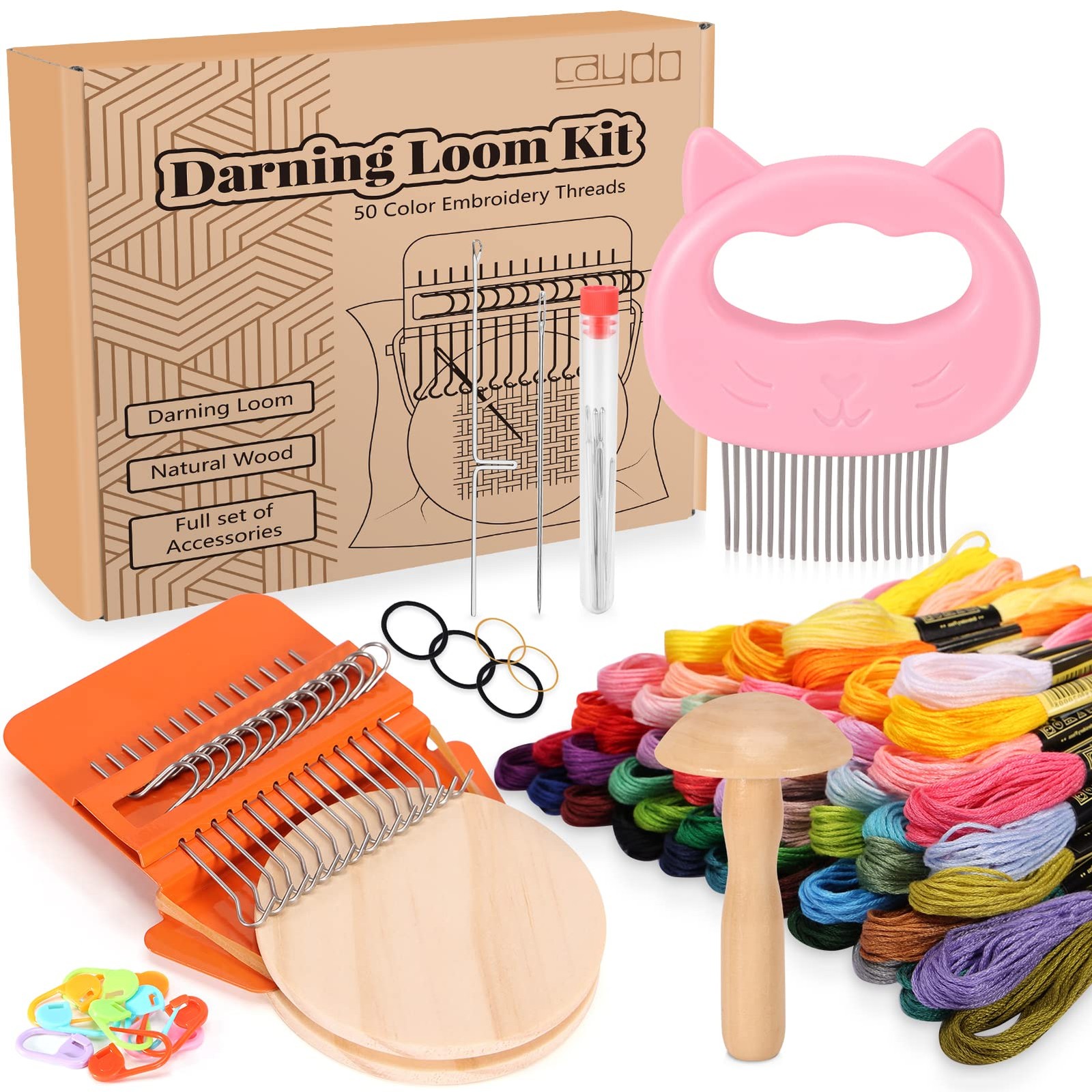 Speedweve Darning Mini Loom Kits Machine with 50 Color Threads, Sock Darning ...