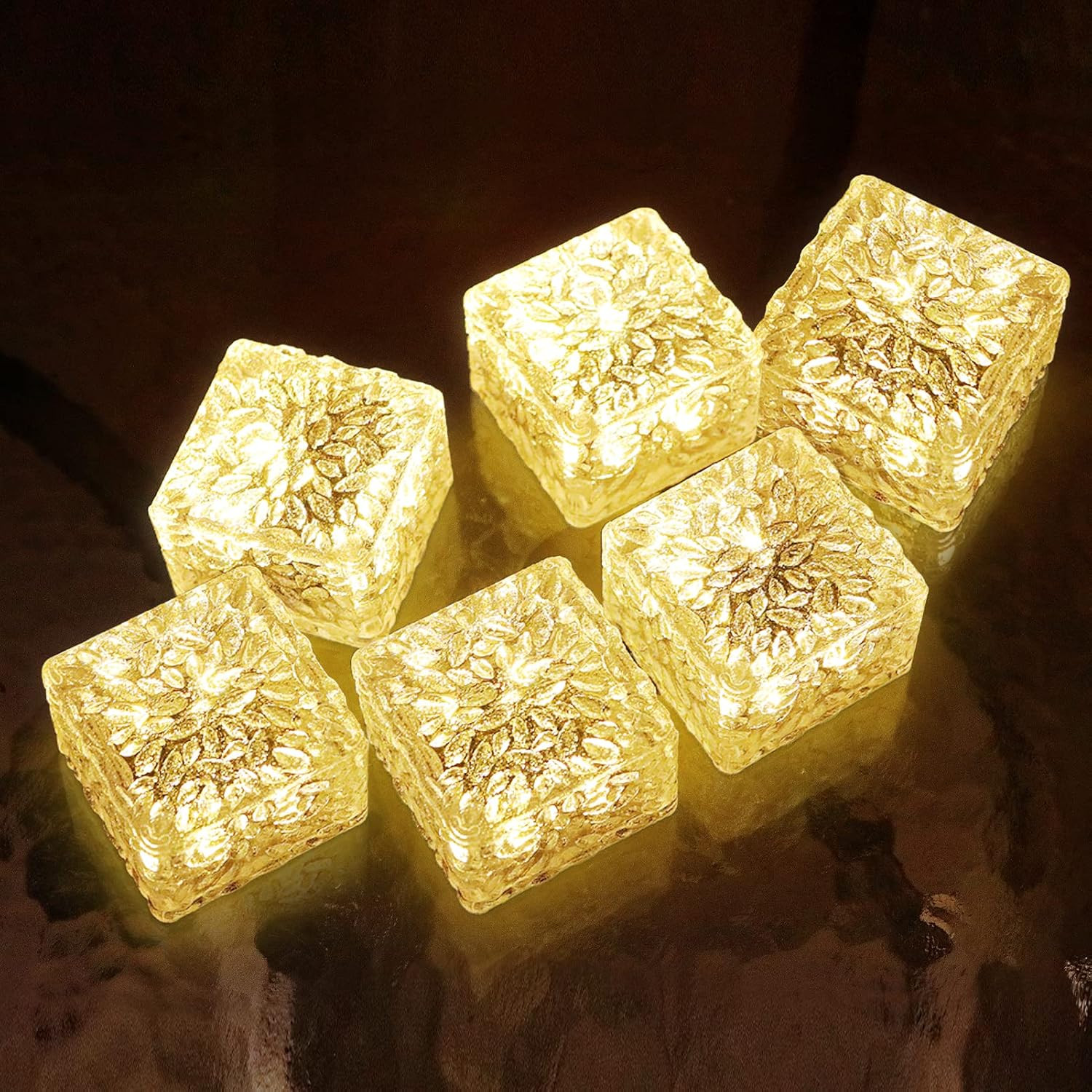 6 Pack Solar Brick Lights Landscape Path Light Garden Decoration Yard Paver Road