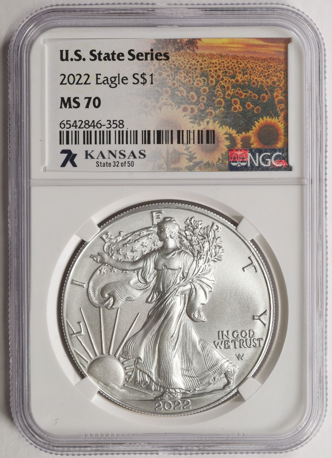 KANSAS 2022 $1 American Silver Eagle T2 NGC MS70 KANSAS State Series, 🔥