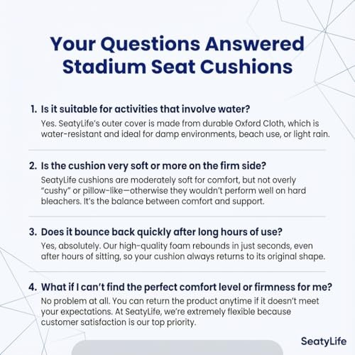 Extra Thick Stadium Seat Cushion – Waterproof 2.8" Bleacher Classic Black