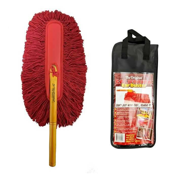 California Car Duster Original Large Wooden Handle Wax Treated Mop Storage Bag
