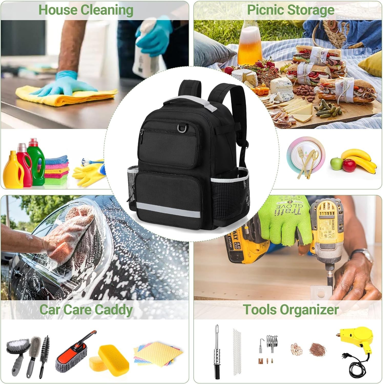 Waterproof Cleaning Backpack with Multiple Pockets for Efficient Organization