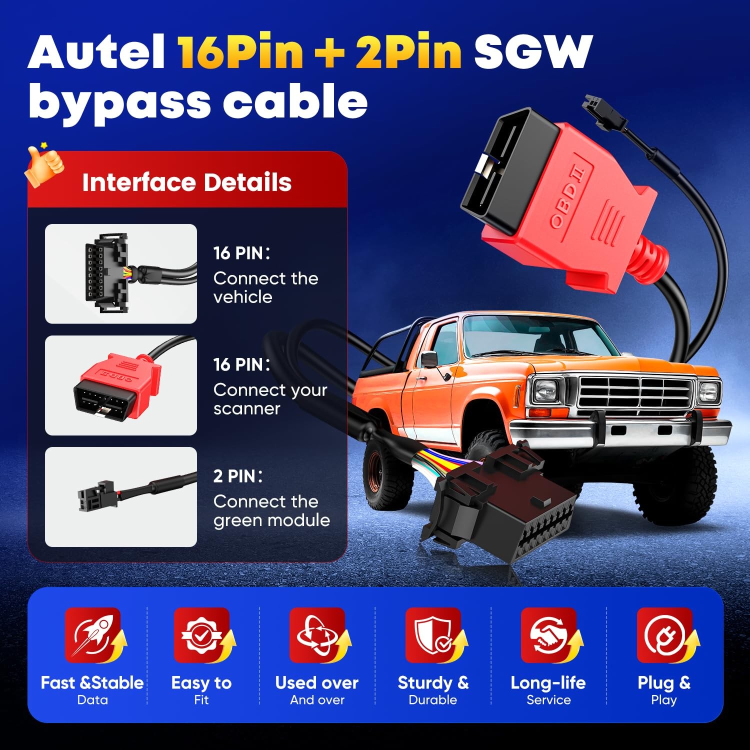 Autel Original OBD2 Adapter Security Gate Bypass Cable, SGW Cable...