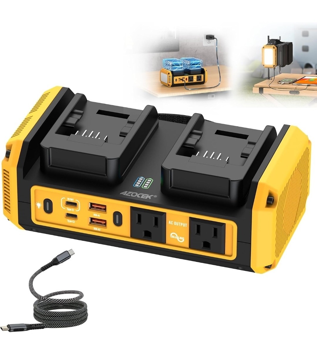 350W Power Inverter Compatible with Dewalt 20V Battery,DC 20V to AC 120V