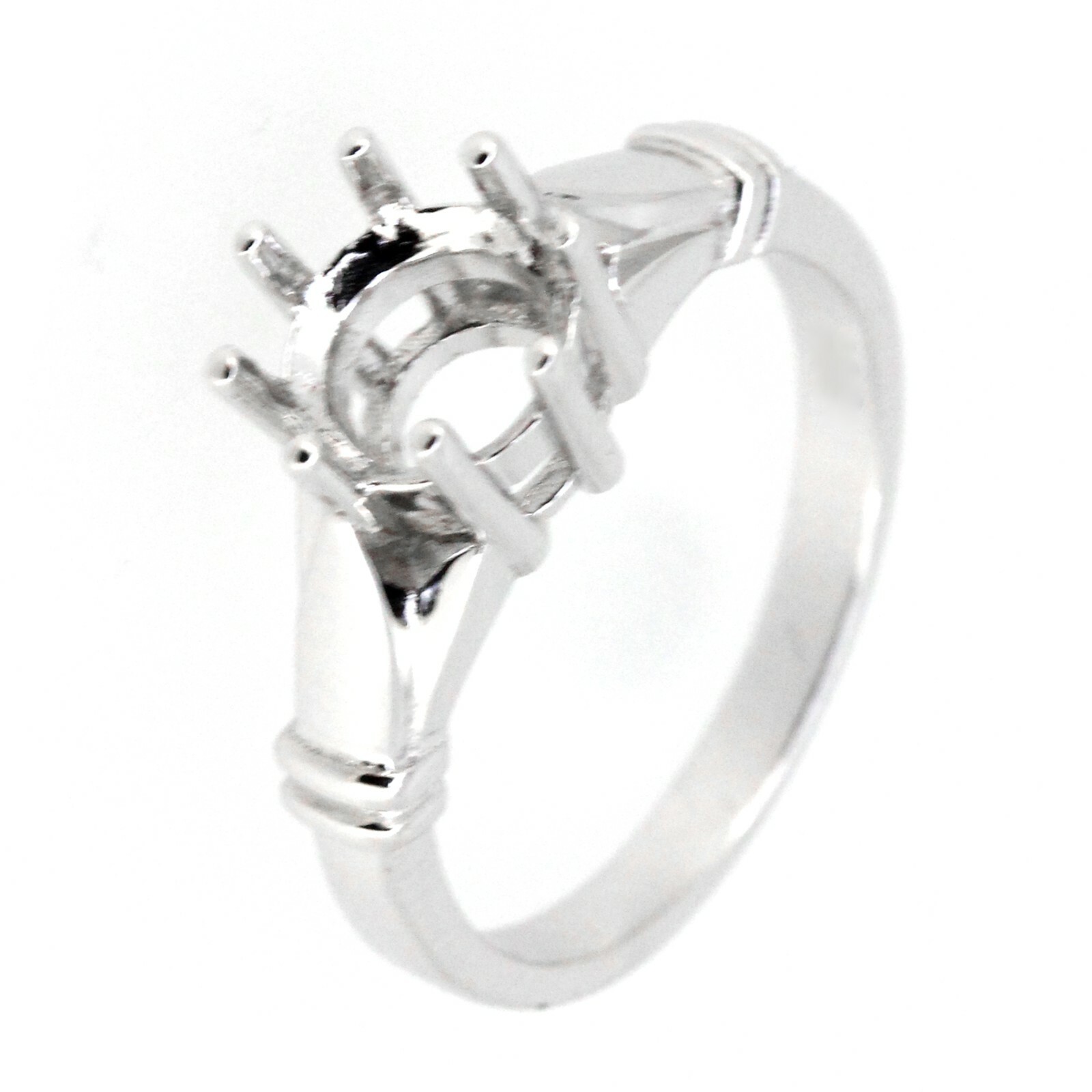 Sterling Silver Semi Mount Ring Setting Round Cut RD 7x7mm Vintage Repro