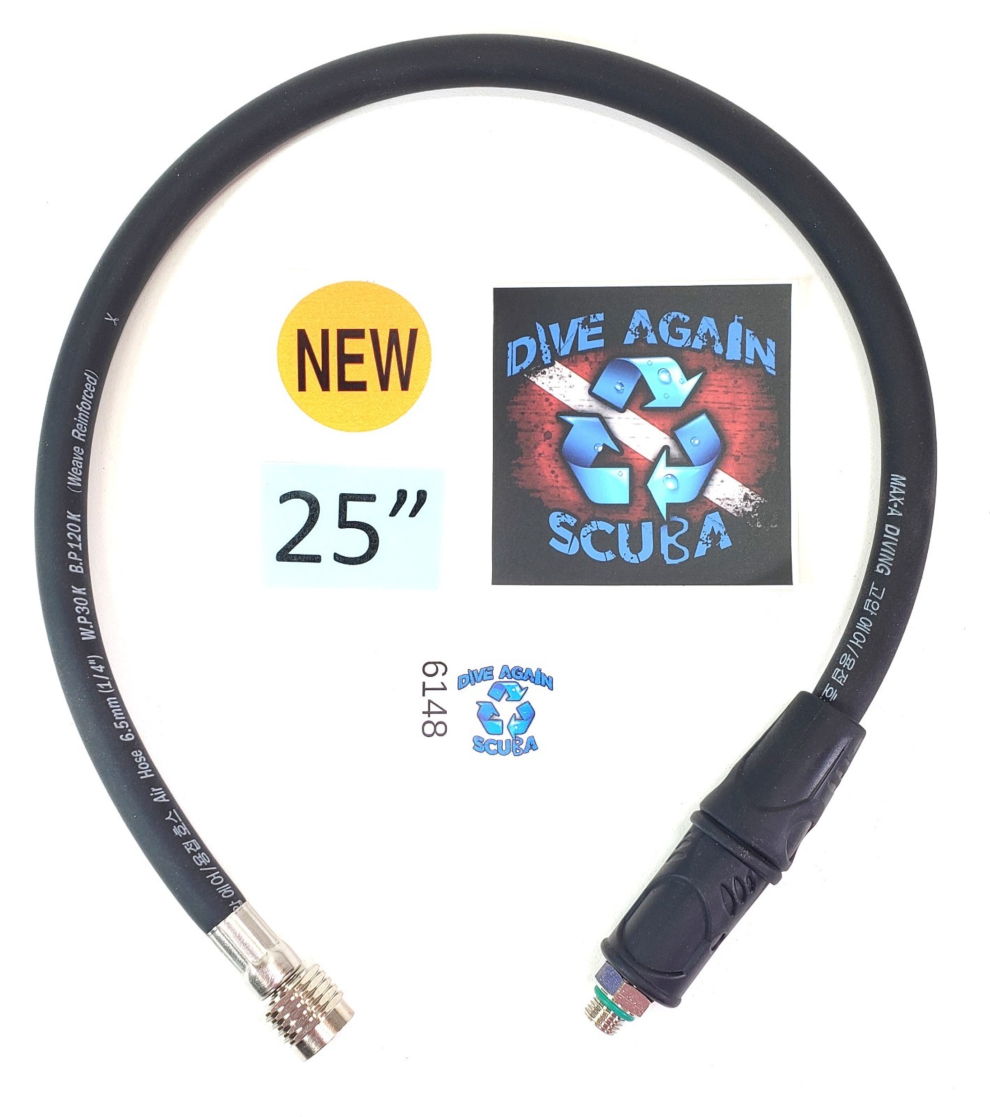 NEW 25" Scuba Dive Regulator Hose 2nd Stage or Octo With Black Hose Protector 24