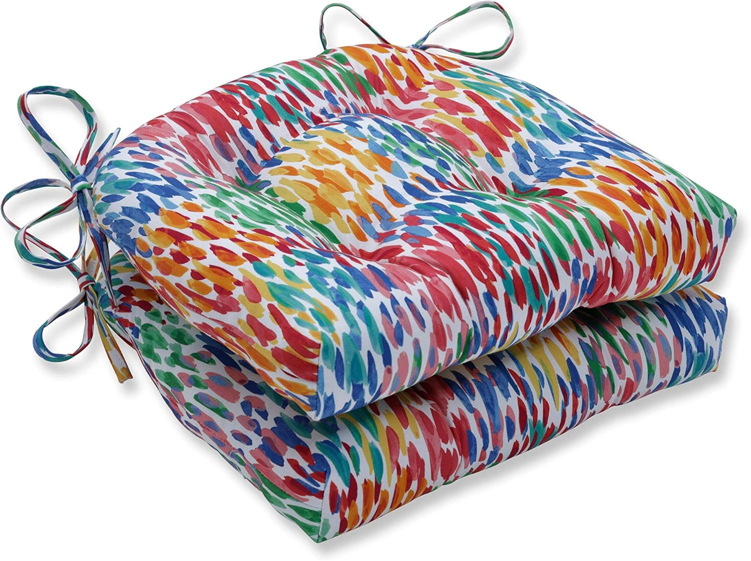 Outdoor/Indoor Make It Rain Zinnia Large Chair Pads, 17.5" X 16.5", Blue, 2 Pack