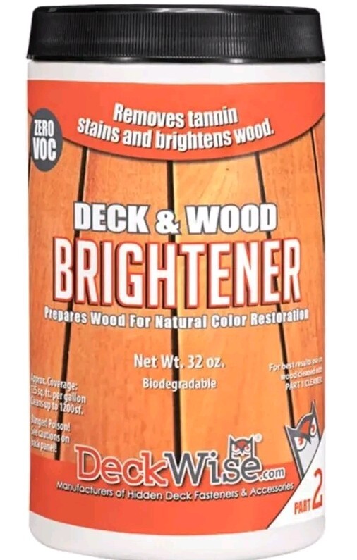 Deckwise Wood & Deck Brightener Part 2 ONLY 32oz Prepares Wood For Natural Color