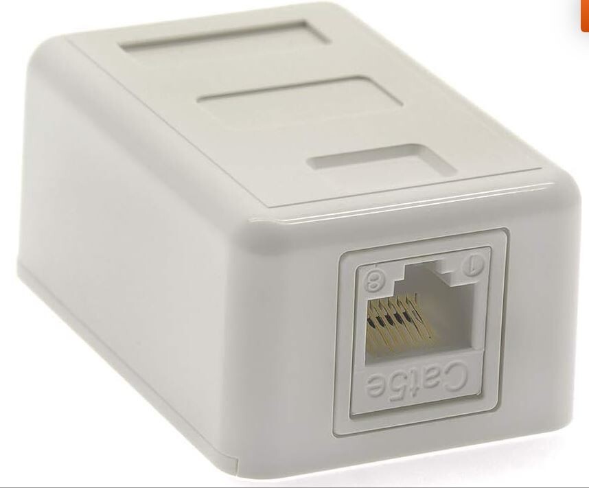 100 Pack - 1-Port CAT5E Surface Mount Box One Hole SMB - White