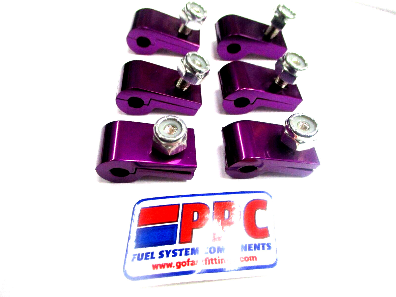 3/16" I.D. Polished Purple Anodized Alum  Mounting  P Clamp 6 per pk Brake Line