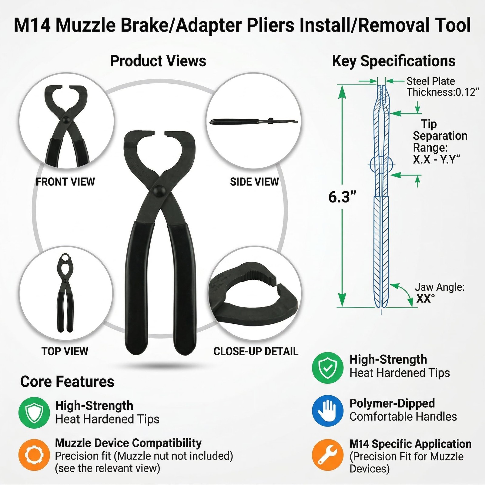GOTICAL M14/M1A Castle Nut & Muzzle Pliers Tools Black