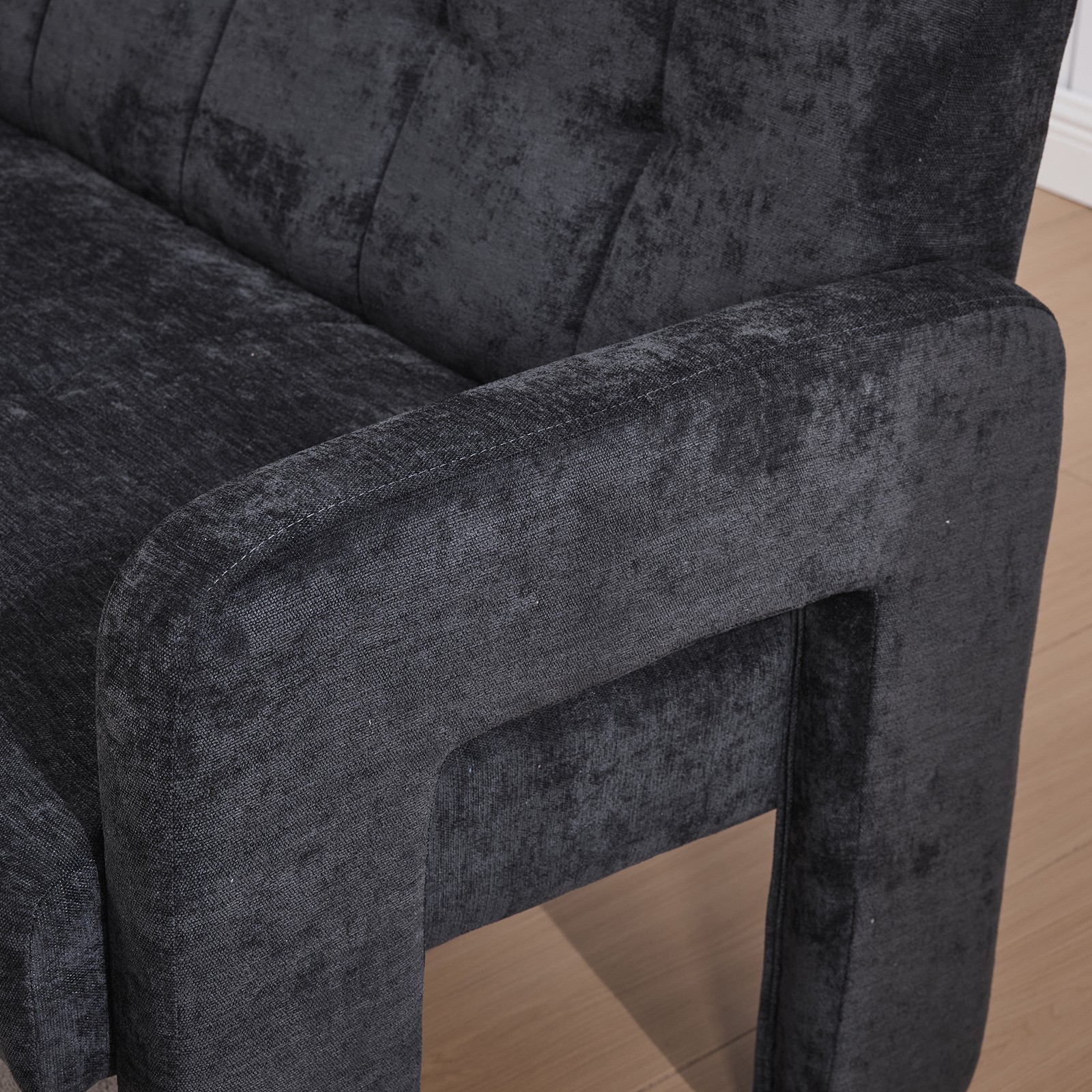 Nordic Modern Double Armchair Loveseat Sofa Chenille Black