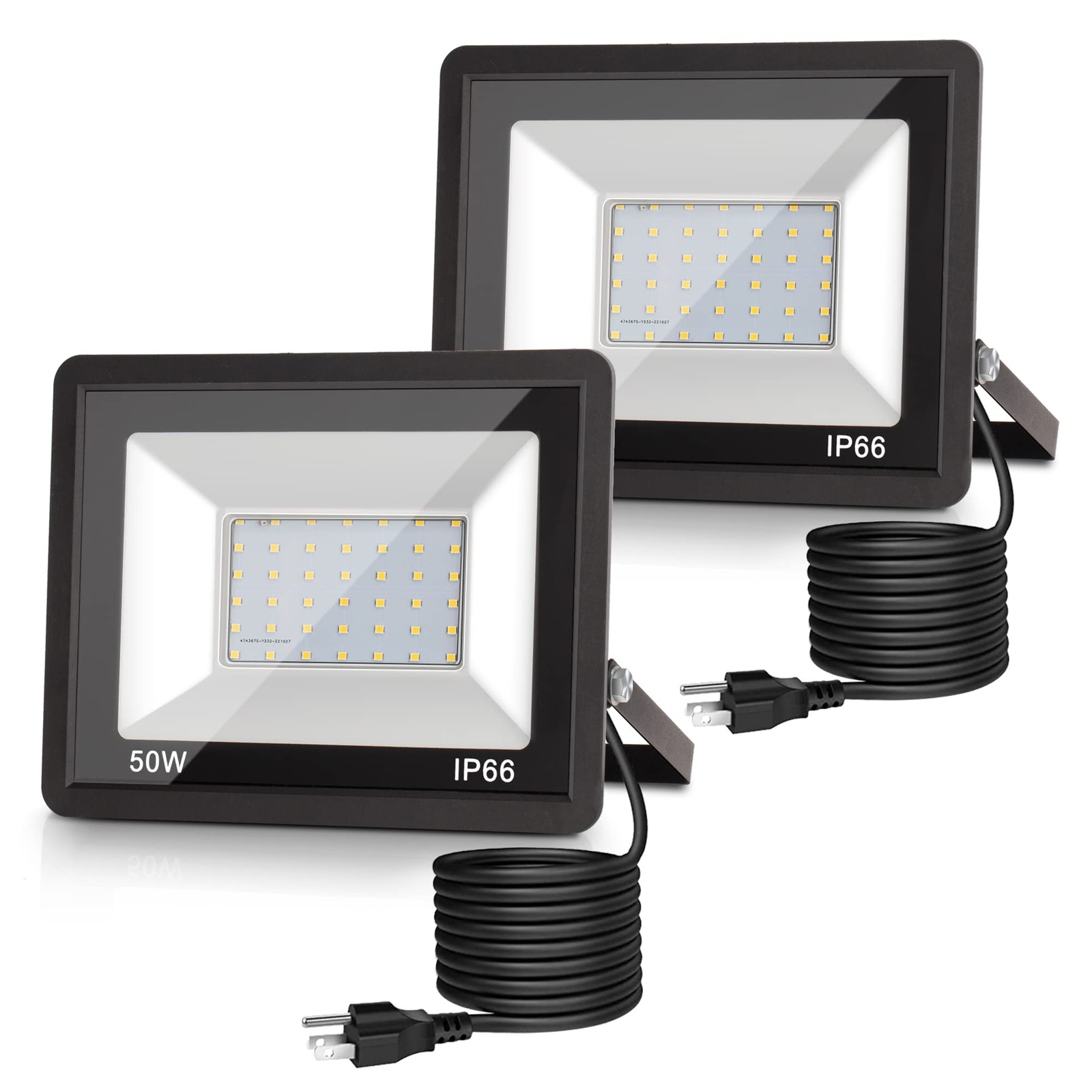 Dusk to Dawn Floodlight Outdoor, 50W Auto On/Off 6000K Daylight Plug in Flood...