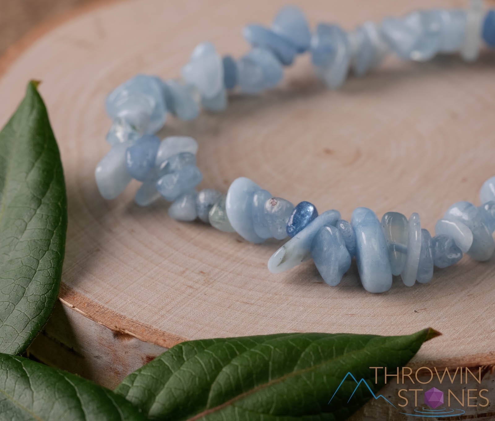 AQUAMARINE Crystal Bracelet, Chip Bead, Beaded Birthstone Handmade Jewelry E0631