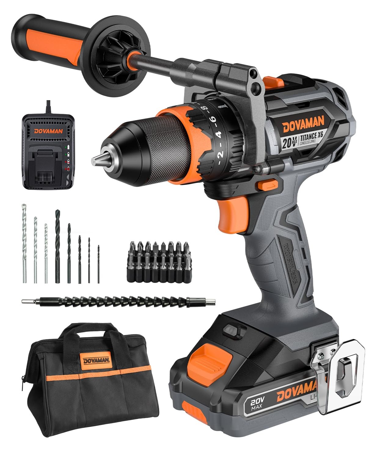 20V Brushless Drill Driver Kit, 1/2'' Cordless impact Drill, 575 IN-LBS, 3600...