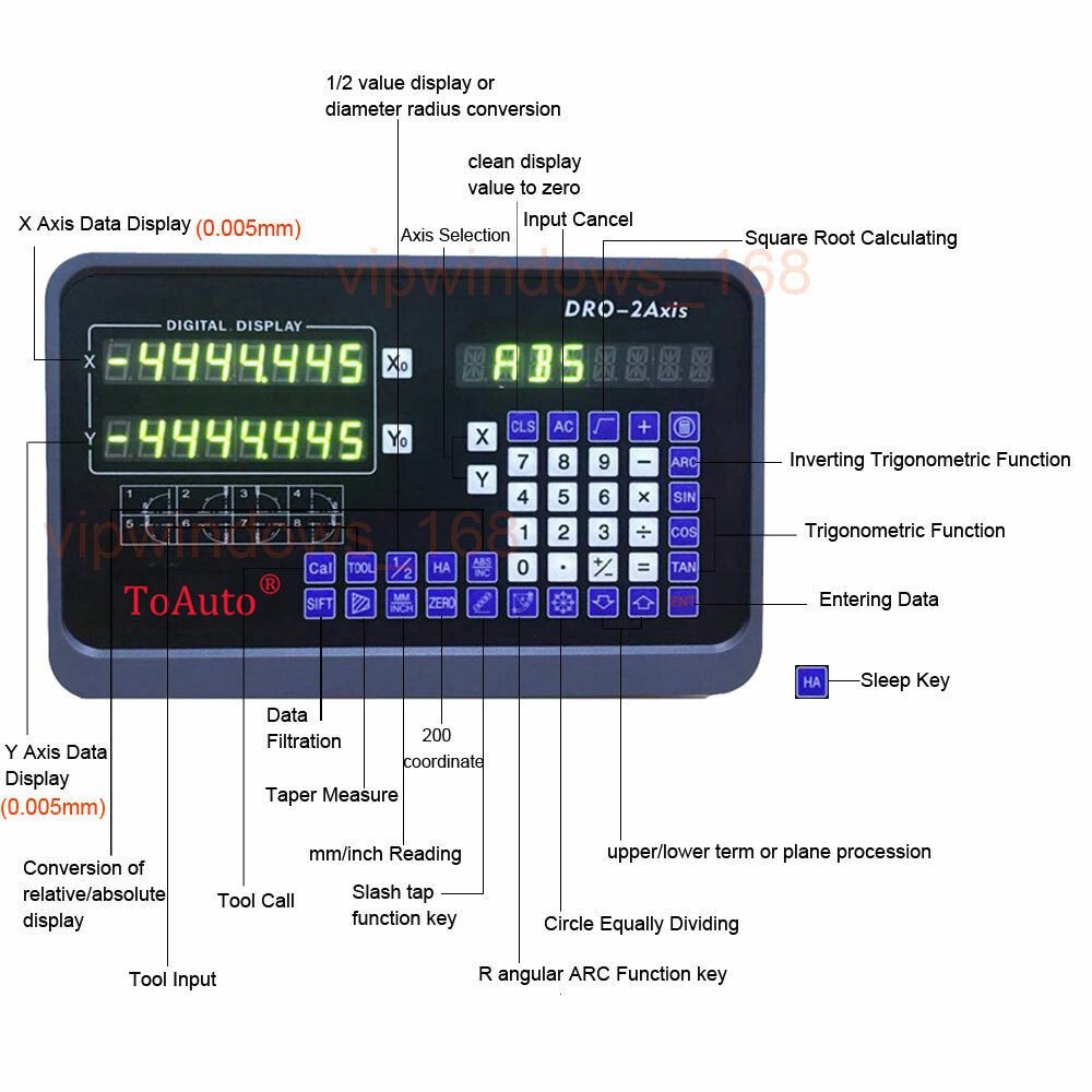 DRO 2 Axis Digital Readout Display with 2pc Glass Linear Scale for Mill Lathe US