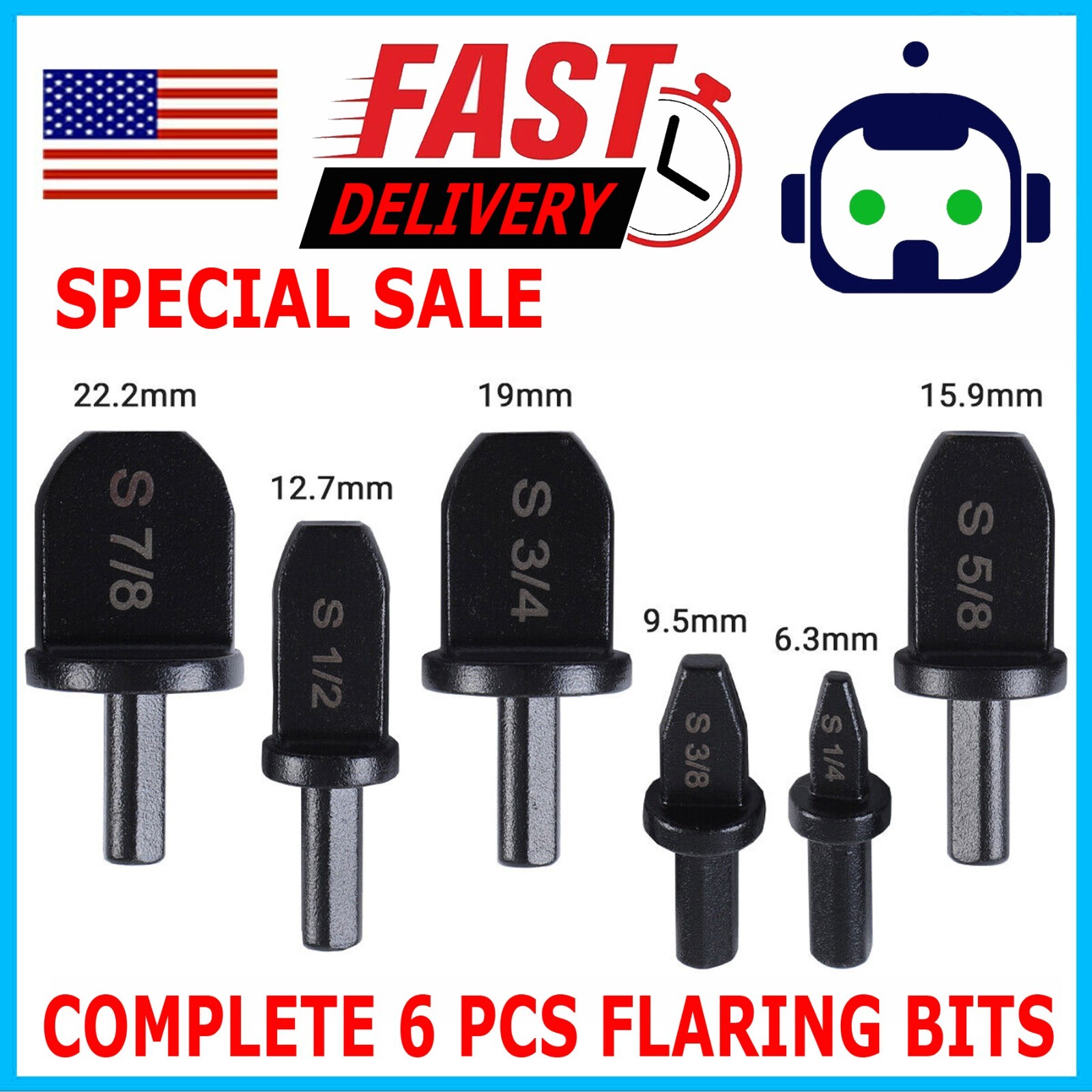 6x Swaging Tube Expander Tool Drill Bit Set Air Conditioner Copper Pipe Flaring