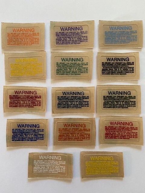 WARNING DECALS MINI HELMET - 38 COLORS - Georgia, LSU, OR, AL, NC, FLST, TN ++