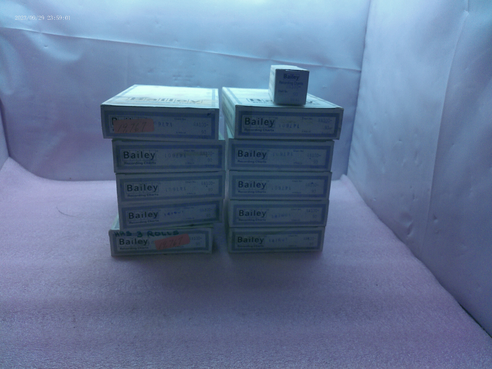 LOT OF 10, BAILEY, RA 100-90, CHARTS, RECORDING, 5 ROLLS PER BOX (F)