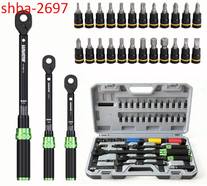41-Piece Torque Wrench Set 1/4 3/8 1/2 Drive, ±3% CR-V Steel Ratchet Kit