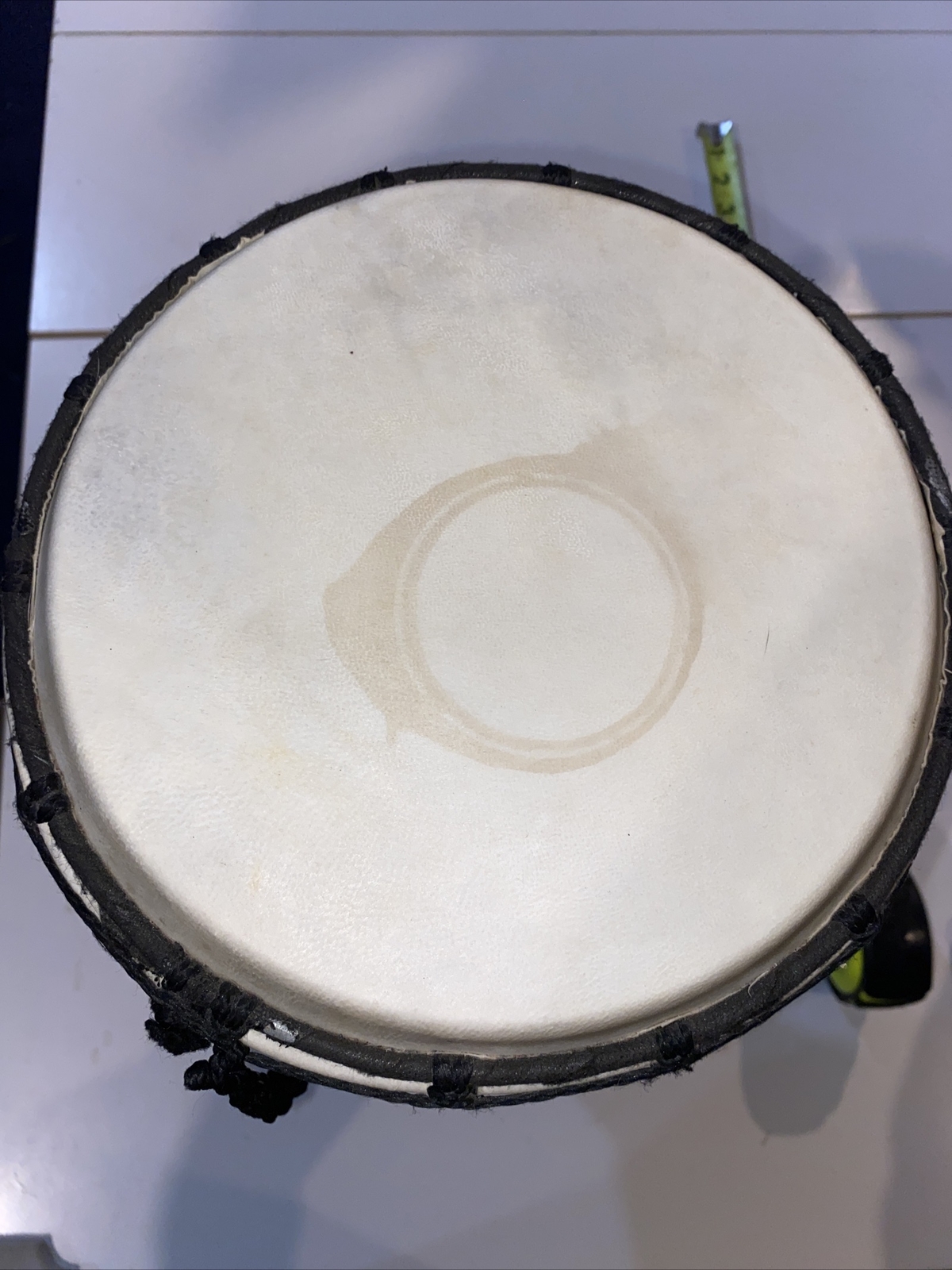 Hand Carved Djembe Solid Wood Hand Painted Python, Carrying Strap, Great Sound