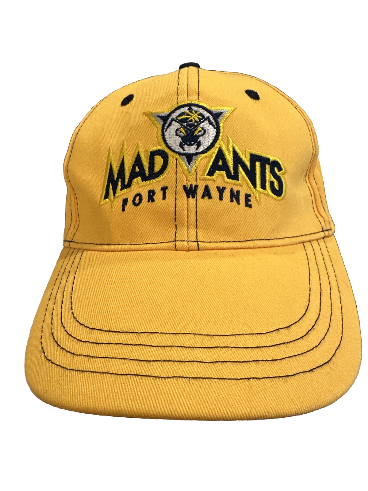 Mad Ants Fort Wayne Hat Cap Gold Yellow Navy Blue Gray Hook Loop