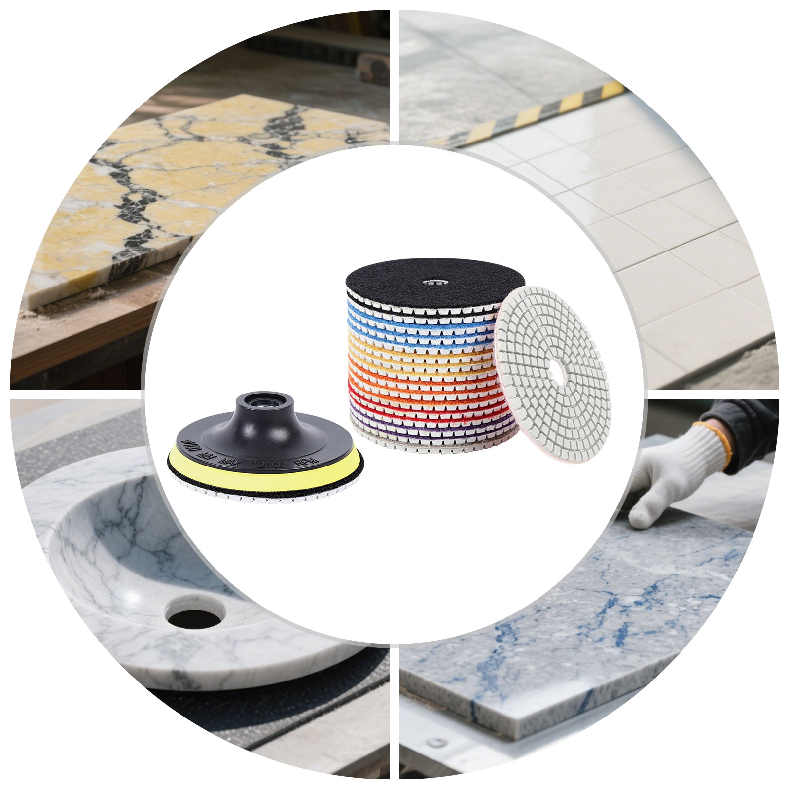 Diamond Wet/Dry Polishing Pads, Polishing Pads, 19 Pieces Diamond Polishing Pads