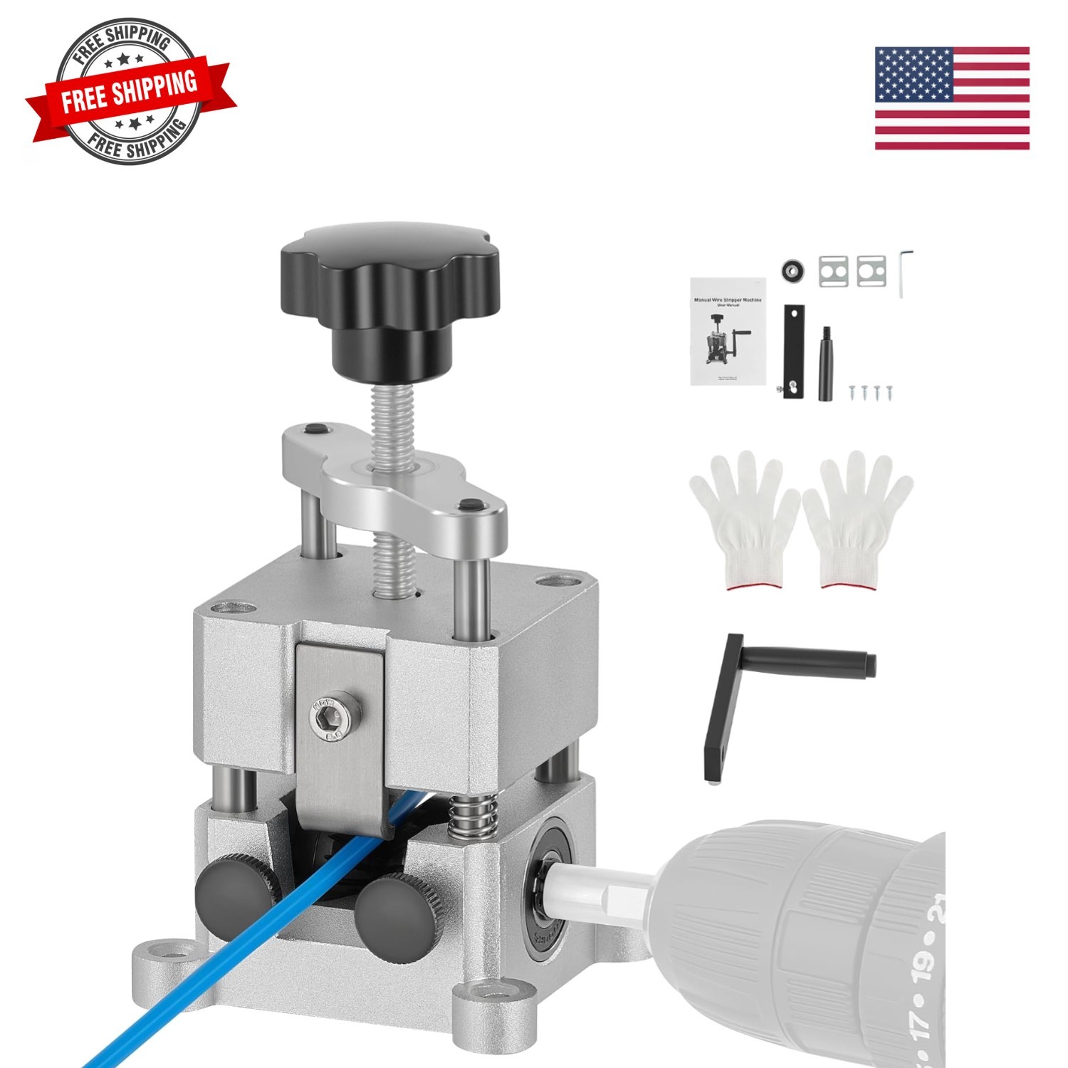 Wire Stripper Machine, 0.06"-1" Manual Wire Stripping Machine, Drill Compatib...