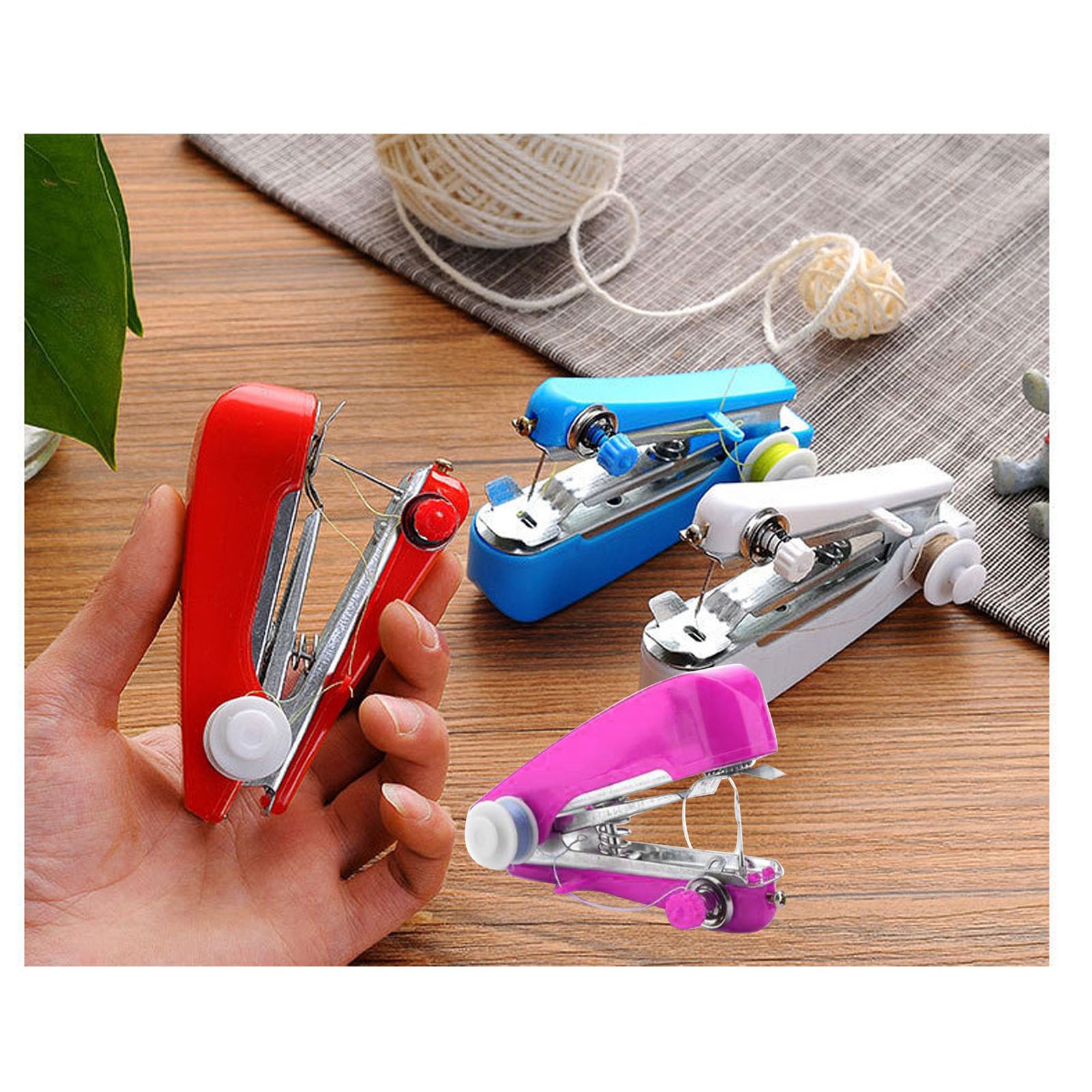 Pink Handheld Sewing Machine Portable Mini Manual Sewing Tool Hand Stitcher N