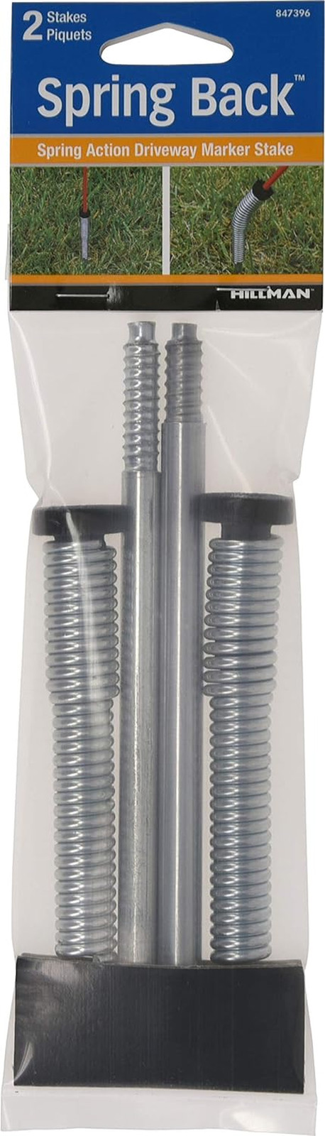 847396 Driveway Marker Stake, Spring Back, Reflective Silver, Snow Poles, 2-Pack