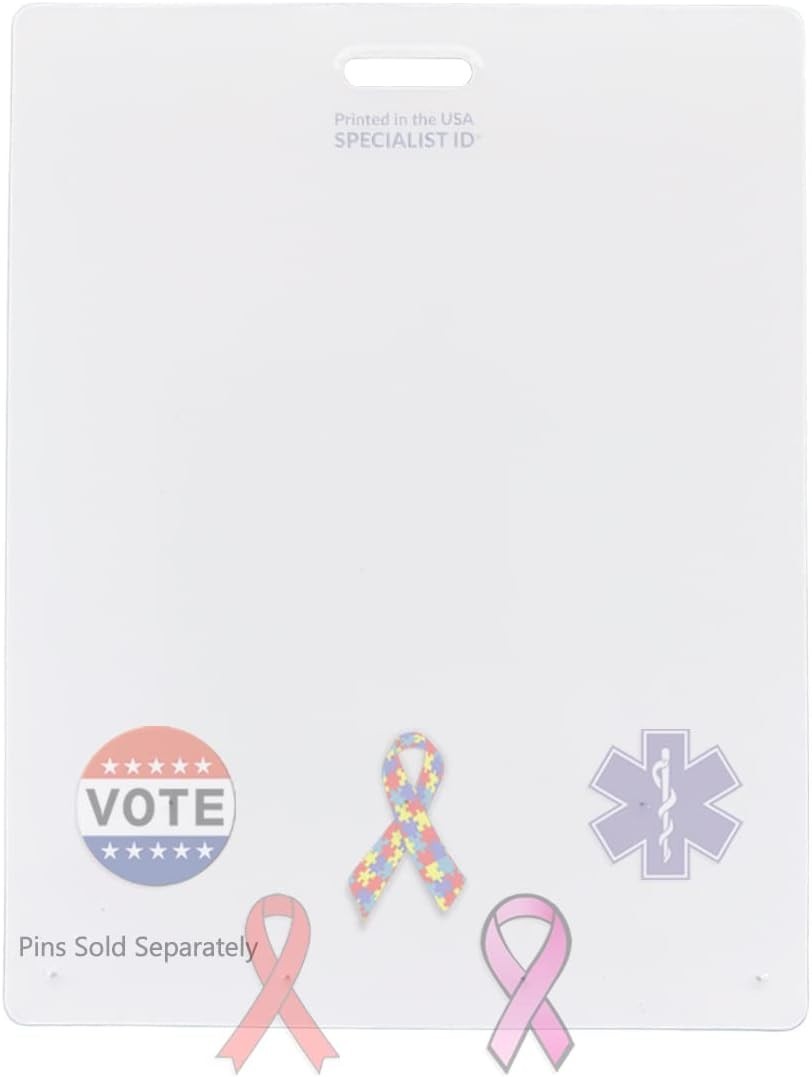 20 Pack - Badge Buddy Pin Holders - Horizontal 7 Hole Blank White Card Backers