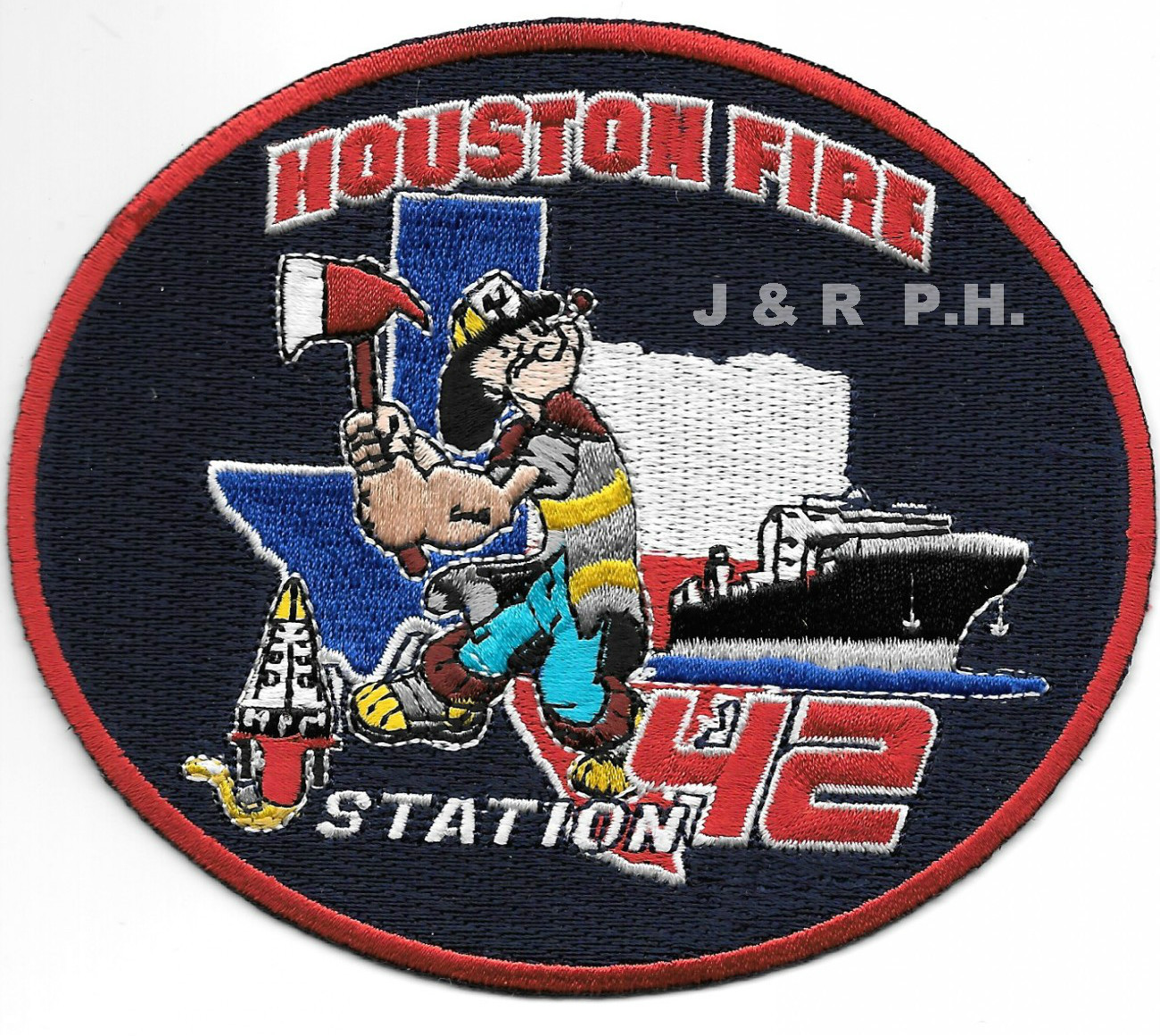 Houston Station-42  (Version # 2 dark), Texas  (4.5" x 4" size) fire patch