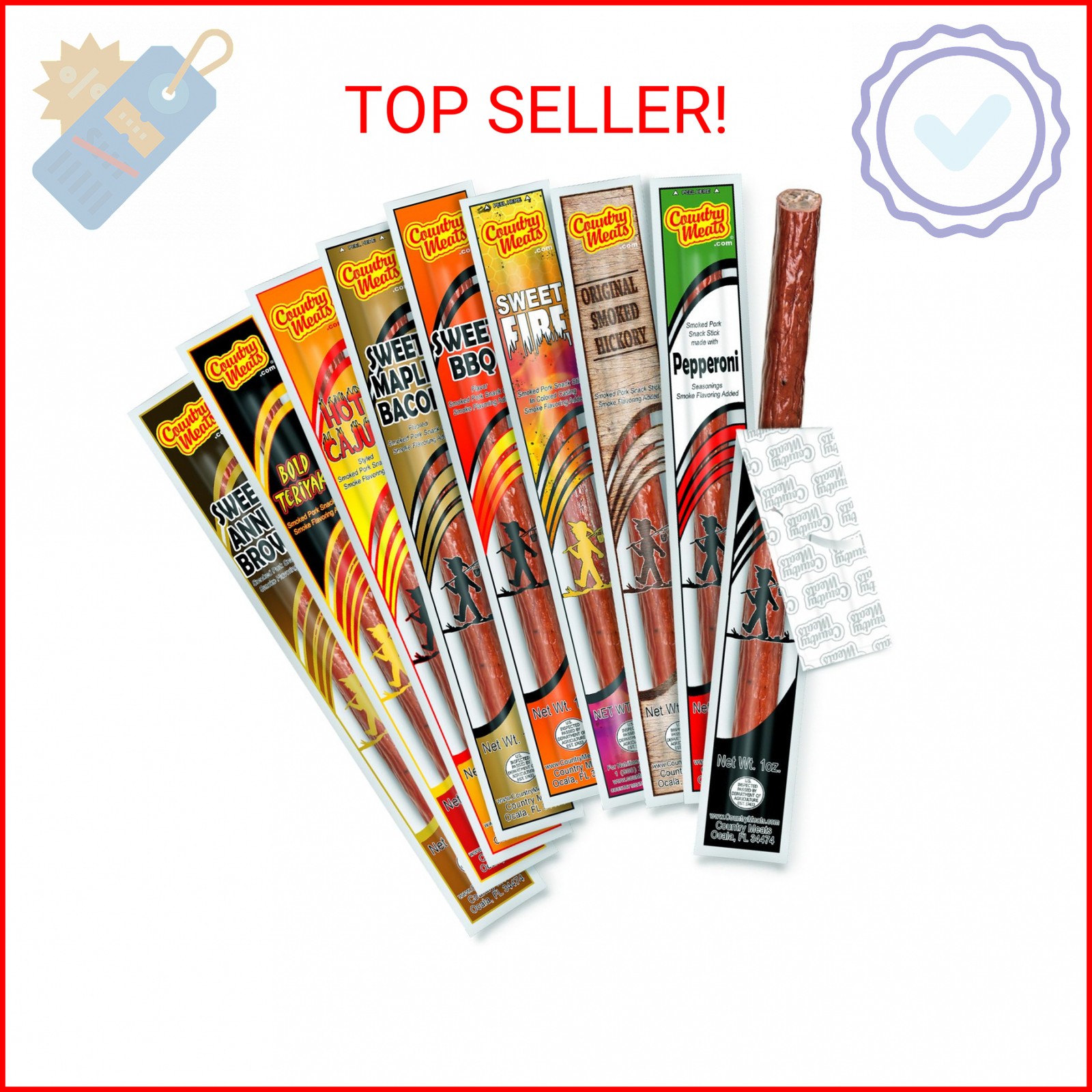 Country Meats, Meat Sticks, 0 Trans Fat, USDA Certified, Good Source of Protein,