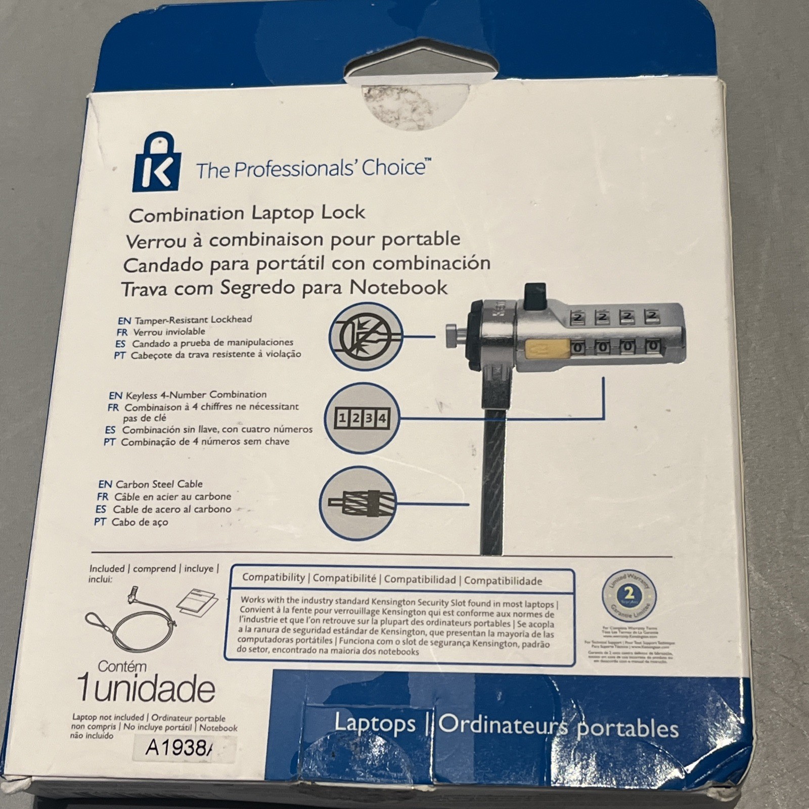 Kensington Combination Laptop Computer Lock K64673AM New Open Box