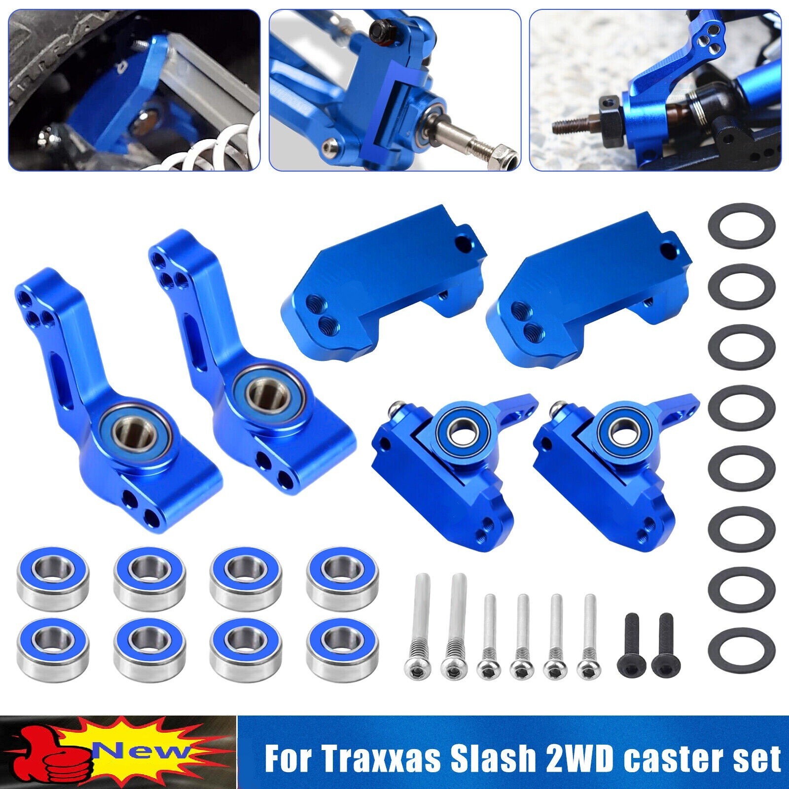 Front Caster Block Steering Rear Stub Axle Carriers For 1/10 Traxxas 2WD Slash